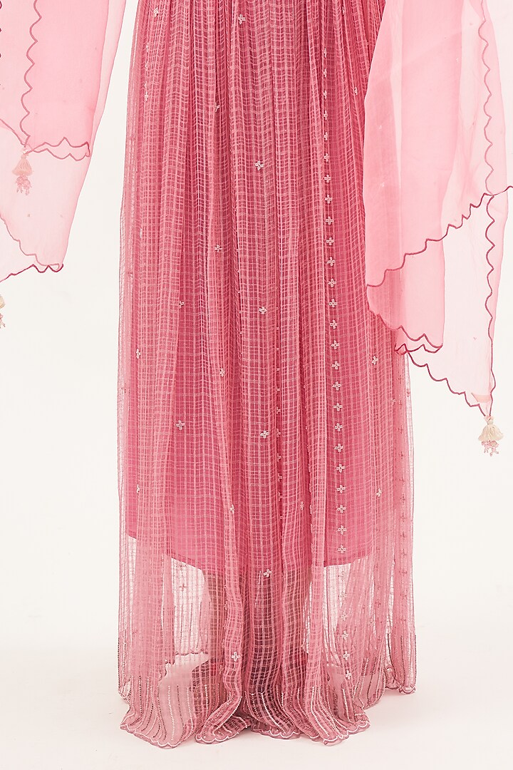 Pink Chanderi Beads Embroidered Wedding Lehenga Set by Gyaarah Baees at Pernia's Pop Up Shop