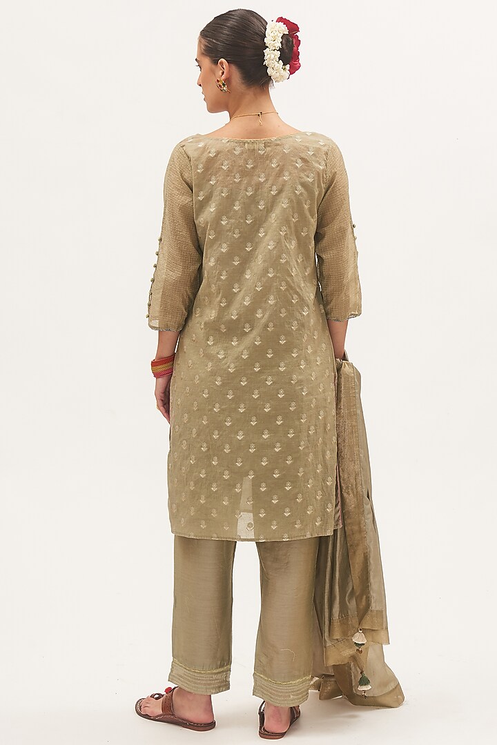 Pista Green Chanderi Hand-Painted Kurta Set by Gyaarah Baees at Pernia's Pop Up Shop