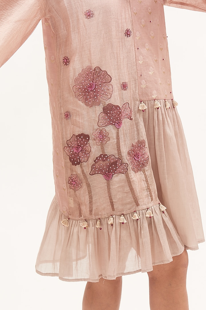 Pale Pink Chanderi Panelled Summer Dress by Gyaarah Baees at Pernia's Pop Up Shop