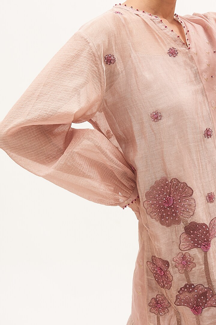 Pale Pink Chanderi Panelled Summer Dress by Gyaarah Baees at Pernia's Pop Up Shop
