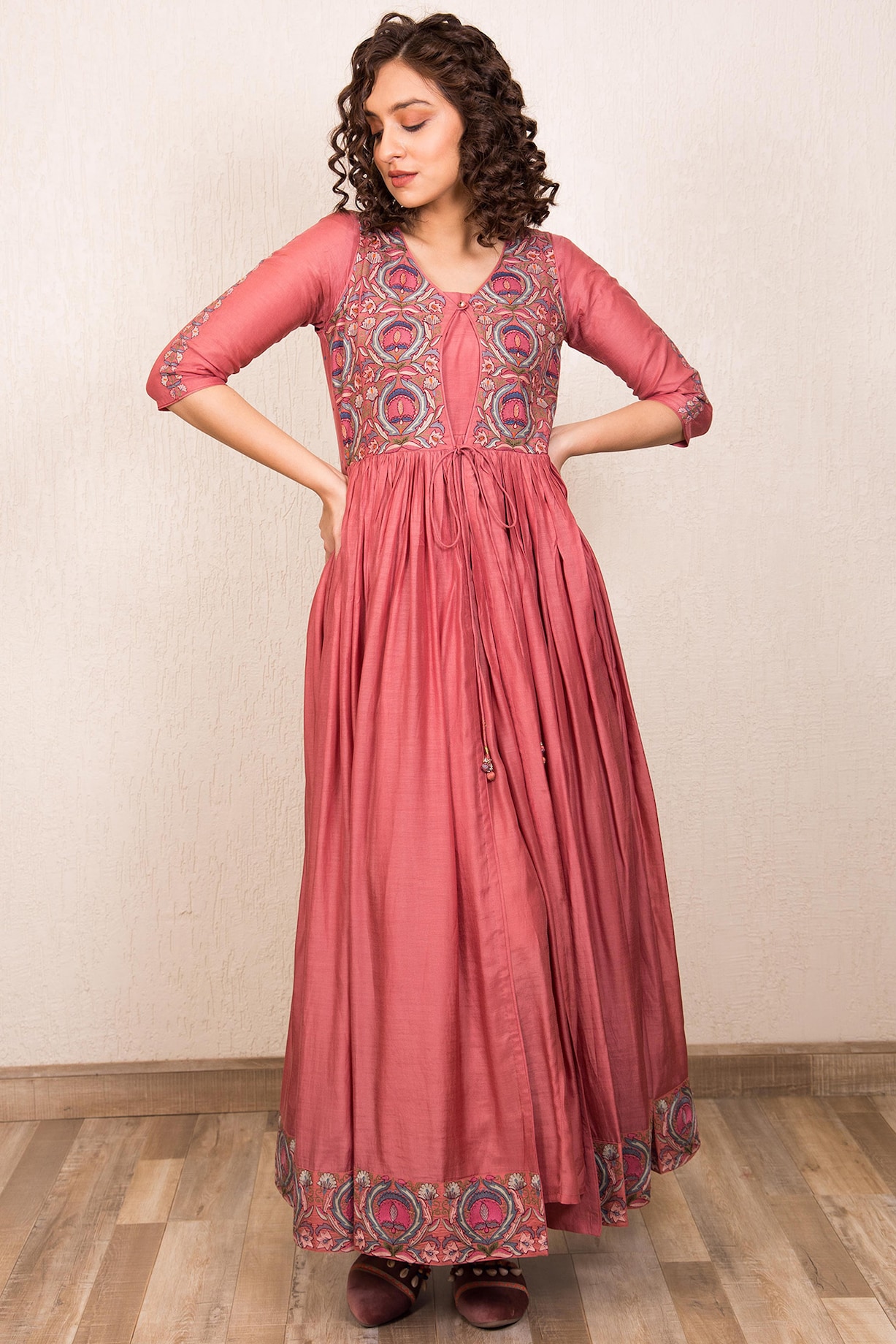 Dusty Pink Embroidered Cocktail Dress With Inner by Gazal Mishra at Pernia's Pop Up Shop Dusty Pink Embroidered Cocktail Dress With Inner by Gazal Mishra at Pernia's Pop Up Shop