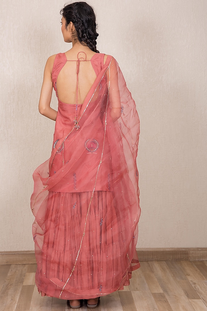 Dusty Pink Cotton Silk Gharara Set by Gazal Mishra at Pernia's Pop Up Shop
