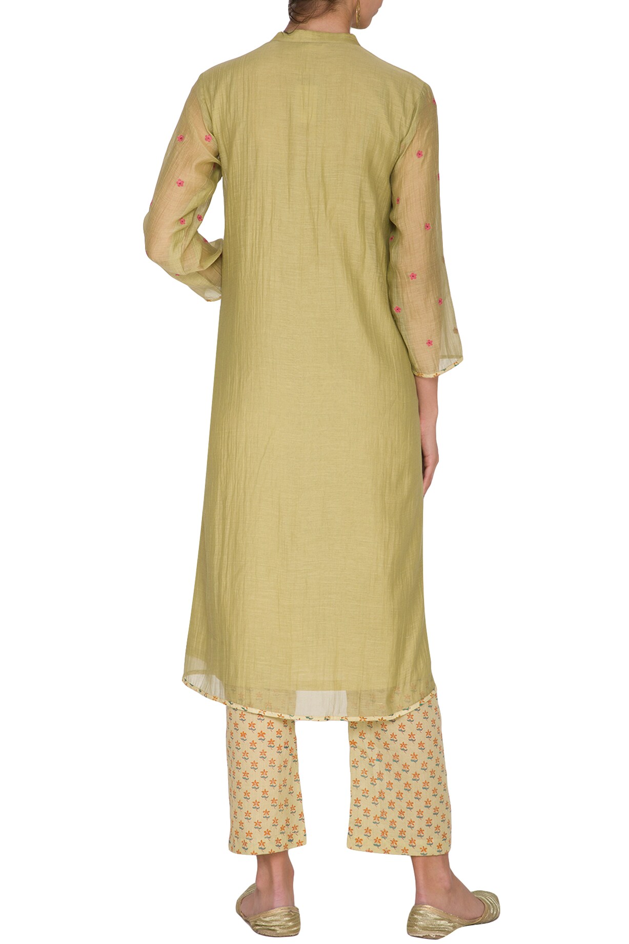 Green - Jaipur Printed Cotton Pintuck Short Kurta 21