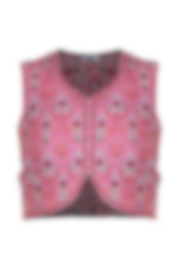 Pink Thread Embroidered Jacket by Gazal Mishra