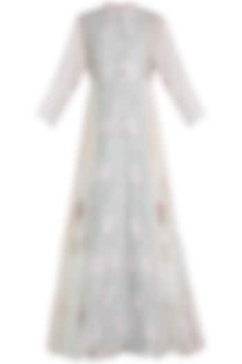 Off White Thread Embroidered Handcrafted Dress by Gazal Mishra