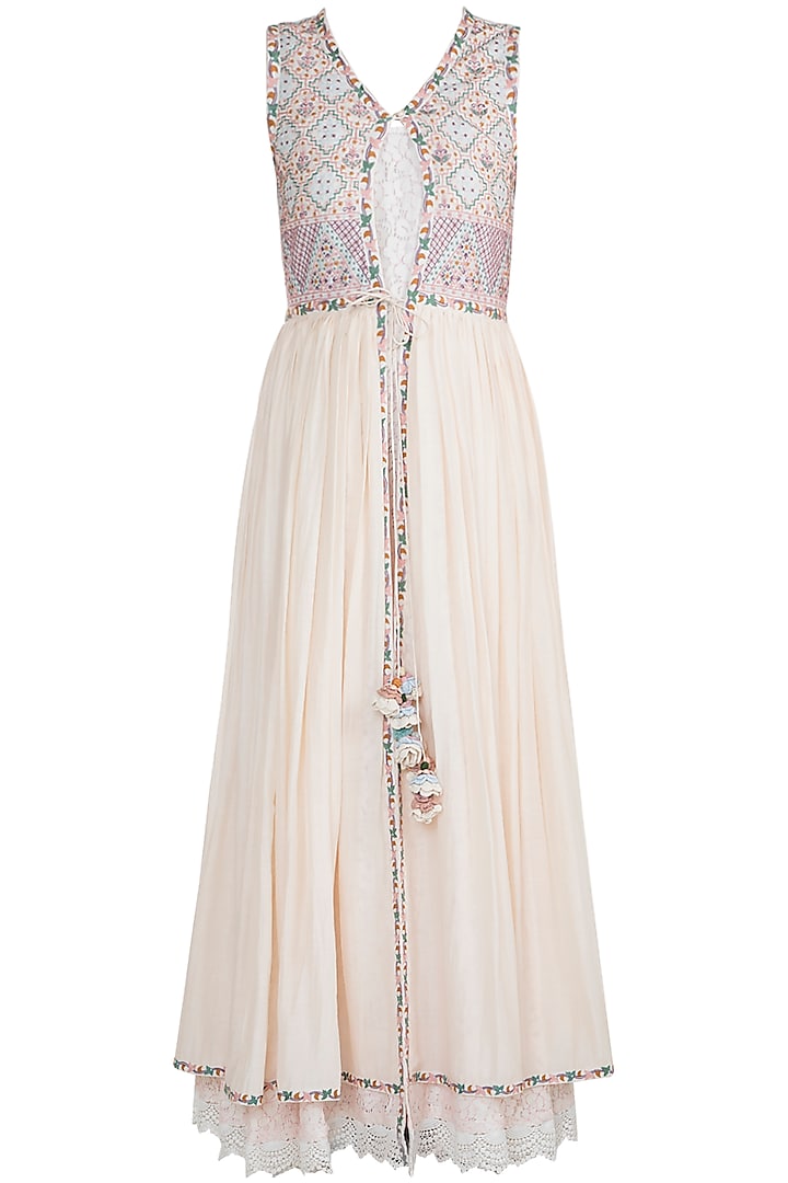 Off White Embroidered Cocktail Dress by Gazal Mishra at Pernia's Pop Up Shop