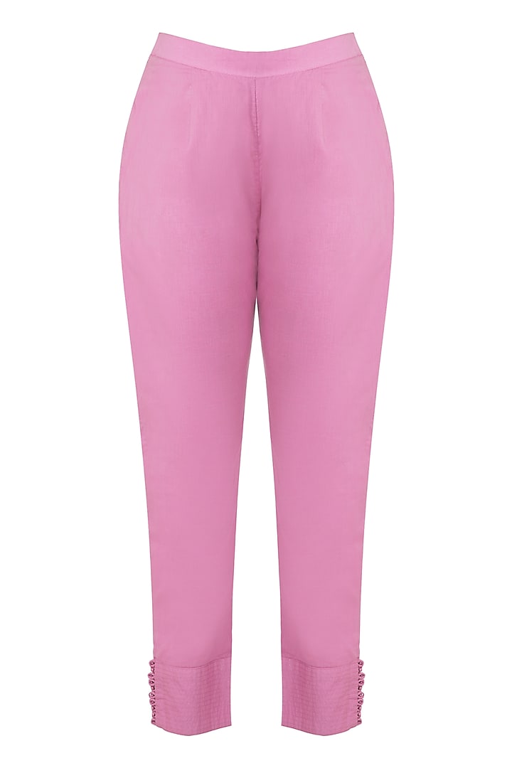 Pink Cotton Mulmul Pants by Gazal Mishra