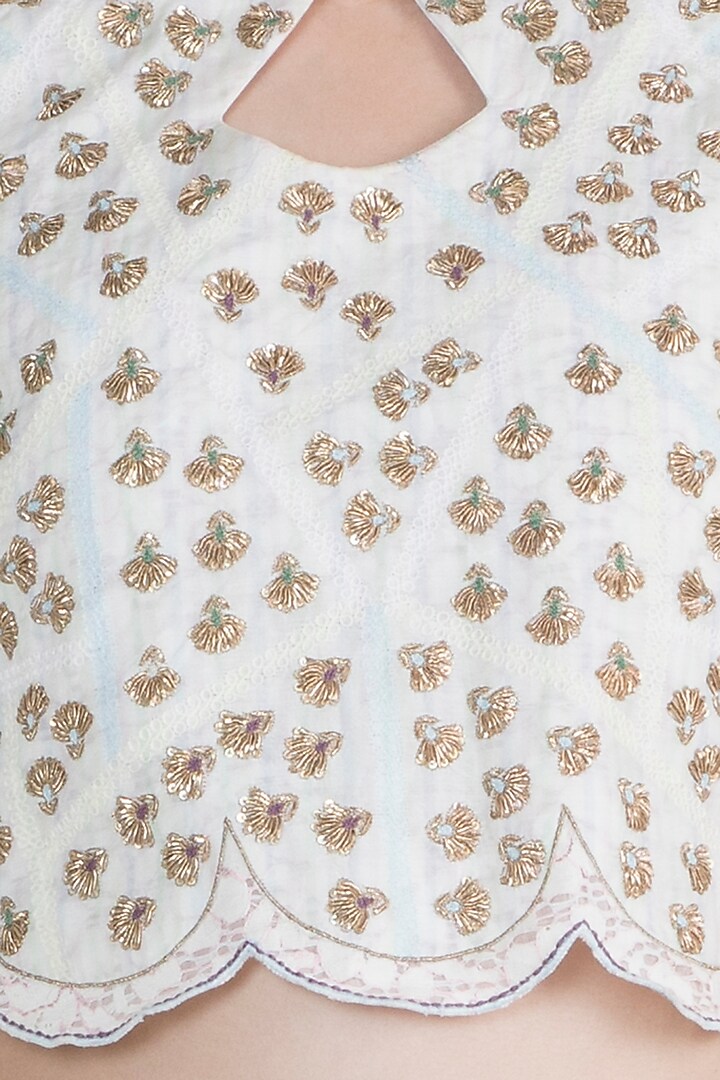 Off White Hand Embroidered Blouse by Gazal Mishra at Pernia's Pop Up Shop