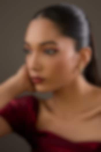 Gold Plated Ruby Stone Hoop Earrings In Sterling Silver by Halo Jewelers at Pernia's Pop Up Shop