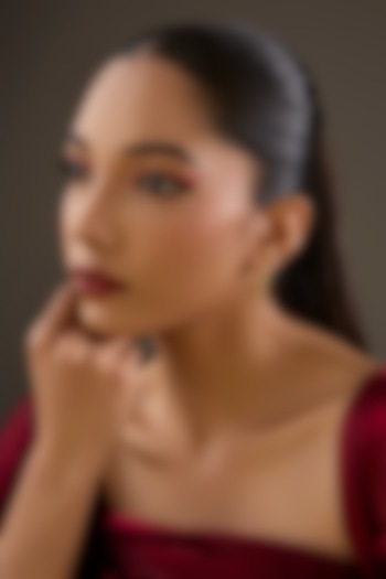 Gold Plated White Synthetic Stone Hoop Earrings In Sterling Silver by Halo Jewelers at Pernia's Pop Up Shop