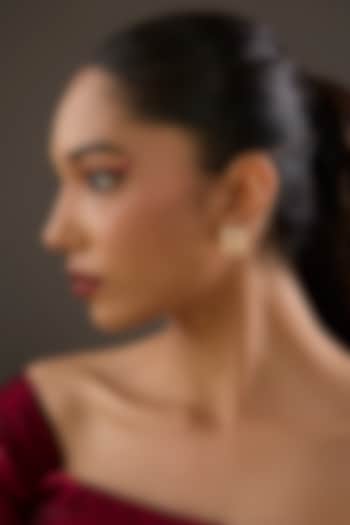 Gold Plated CZ Stone Hoop Earrings In Sterling Silver by Halo Jewelers at Pernia's Pop Up Shop