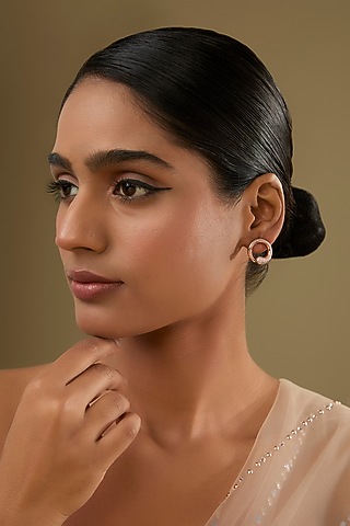 Rose Gold Finish Cubic Zirconia Stud Earrings by Halo Jewelers