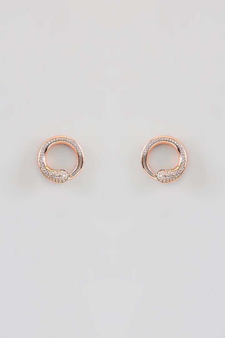 Rose Gold Finish Cubic Zirconia Stud Earrings by Halo Jewelers at Pernia's Pop Up Shop