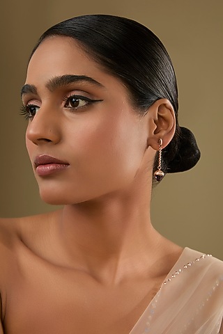 Rose Gold Finish Cubic Zirconia & Crystal Dangler Earrings by Halo Jewelers