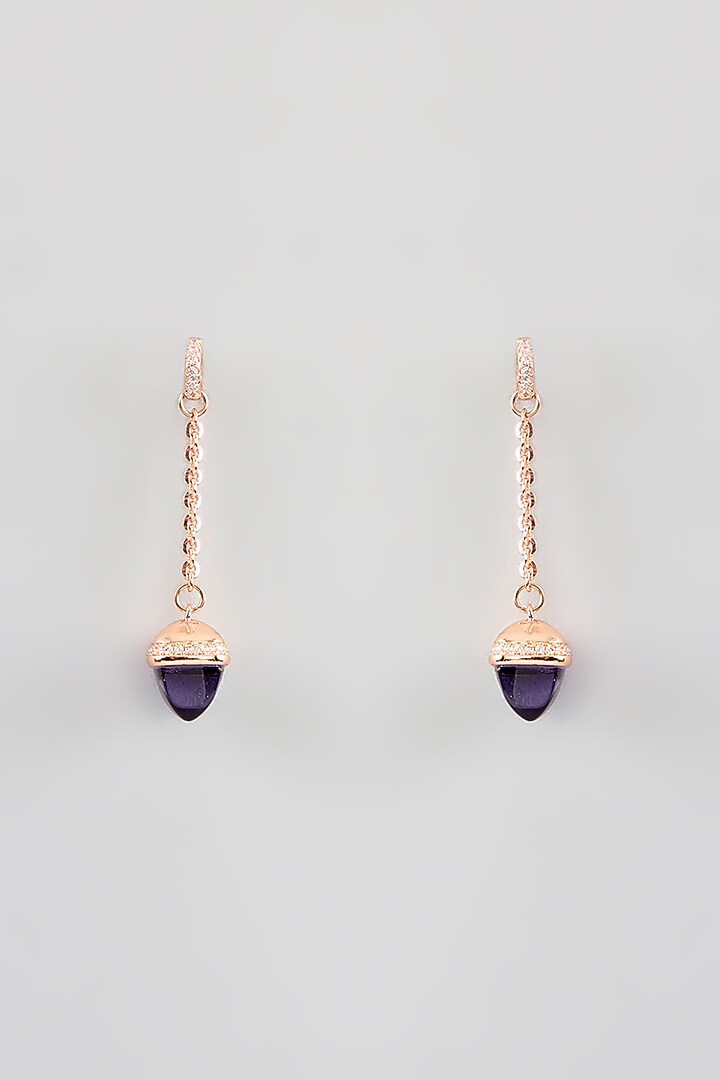 Rose Gold Finish Cubic Zirconia & Crystal Dangler Earrings by Halo Jewelers at Pernia's Pop Up Shop