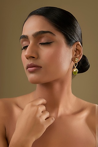 Gold Finish Pink Crystal Dangler Earrings by Halo Jewelers