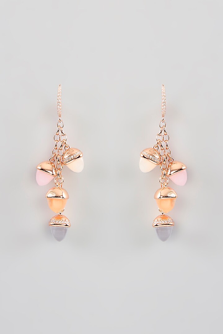 Rose Gold Finish Cubic Zirconia & Crystal Dangler Earrings by Halo Jewelers at Pernia's Pop Up Shop