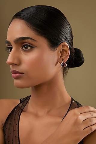 Rose Gold Finish Purple Crystal Dangler Earrings by Halo Jewelers