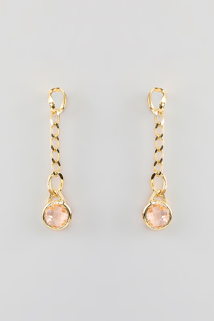 Gold Finish Orange Crystal Dangler Earrings by Halo Jewelers at Pernia's Pop Up Shop