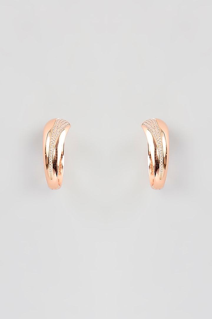 Rose Gold Finish Cubic Zirconia Hoop Earrings by Halo Jewelers at Pernia's Pop Up Shop