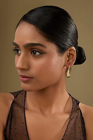 Gold Finish Cubic Zirconia & Crystal Dangler Earrings by Halo Jewelers