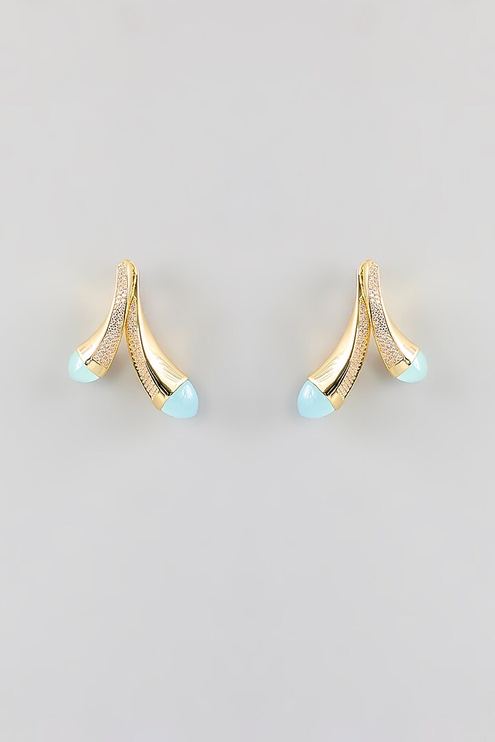 Gold Finish Cubic Zirconia & Crystal Dangler Earrings by Halo Jewelers at Pernia's Pop Up Shop
