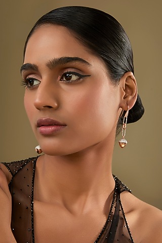 Two Tone Finish Cubic Zirconia Dangler Earrings by Halo Jewelers