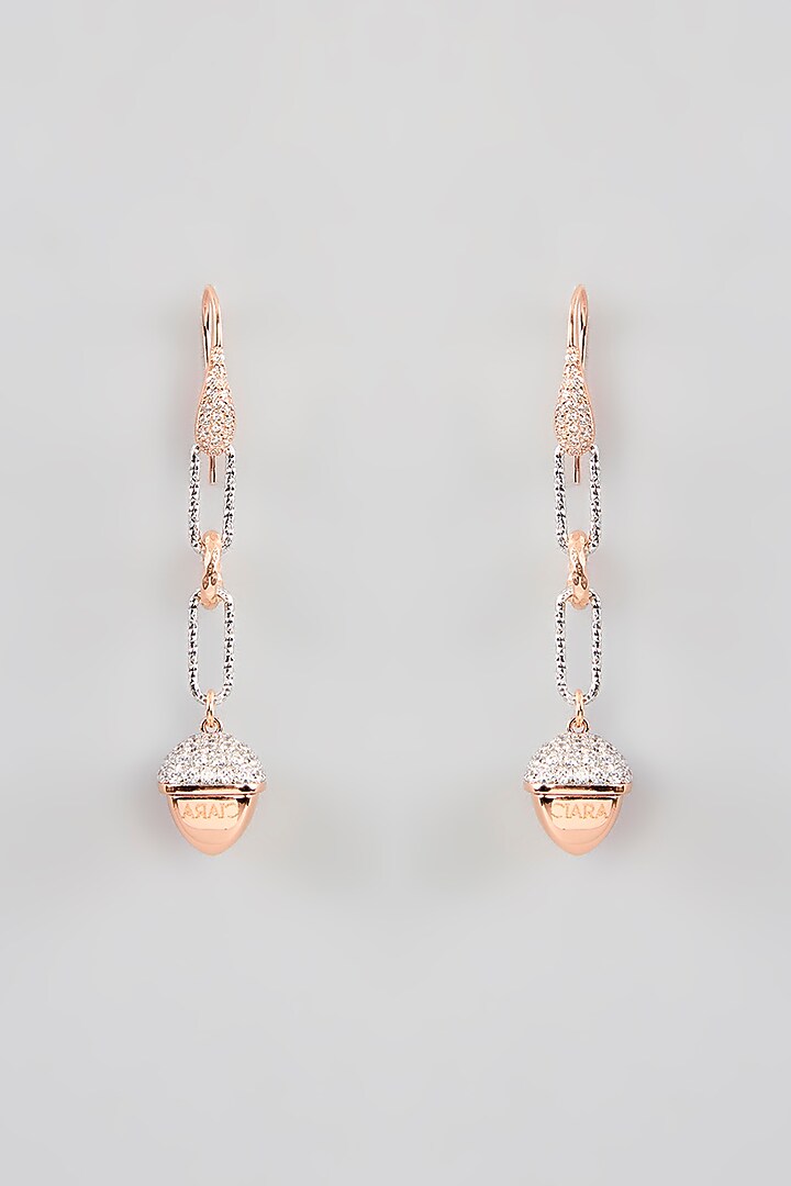 Two Tone Finish Cubic Zirconia Dangler Earrings by Halo Jewelers at Pernia's Pop Up Shop