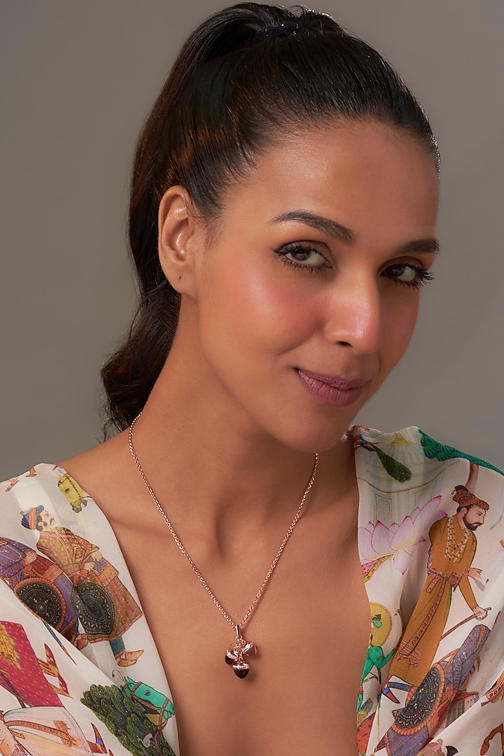 Rose Gold Finish Multi-Colored Crystal & Cubic Zirconia Pendant Necklace by Halo Jewelers at Pernia's Pop Up Shop