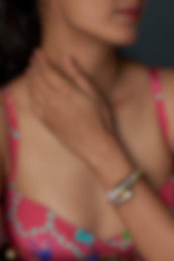 Gold Finish Crystal & Cubic Zirconia Cuff Bracelet by Halo Jewelers at Pernia's Pop Up Shop