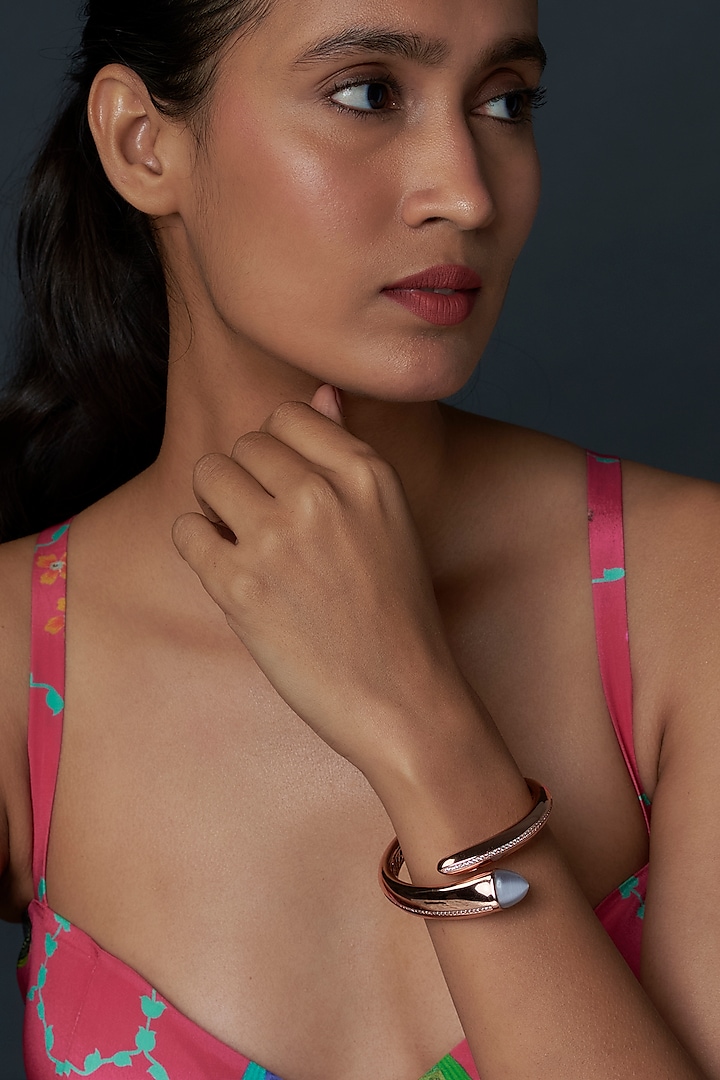 Rose Gold Finish Crystal & Cubic Zirconia Wrap Cuff Bracelet by Halo Jewelers at Pernia's Pop Up Shop