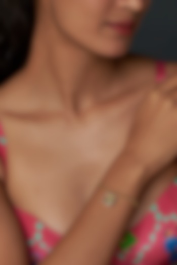 Gold Finish Cubic Zirconia Double Chain Bracelet by Halo Jewelers at Pernia's Pop Up Shop