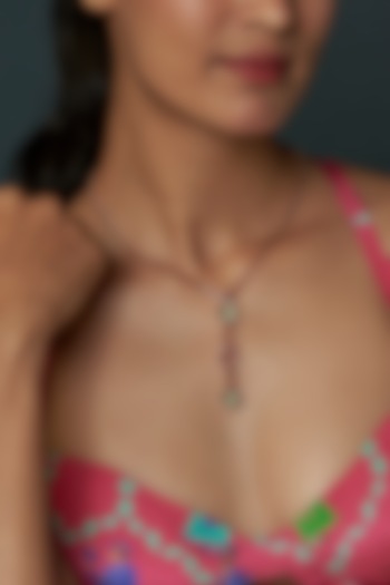 Rose Gold Finish Crystal Necklace by Halo Jewelers at Pernia's Pop Up Shop