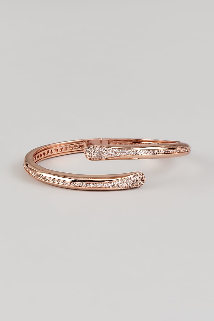 Rose Gold Finish Cubic Zirconia Wrap Cuff Bracelet by Halo Jewelers at Pernia's Pop Up Shop