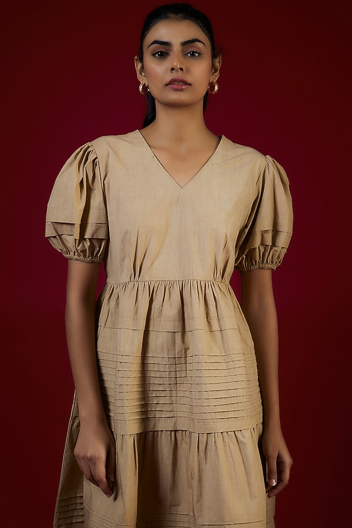 Beige Cotton Summer Dress by LABEL KIARSH at Pernia's Pop Up Shop