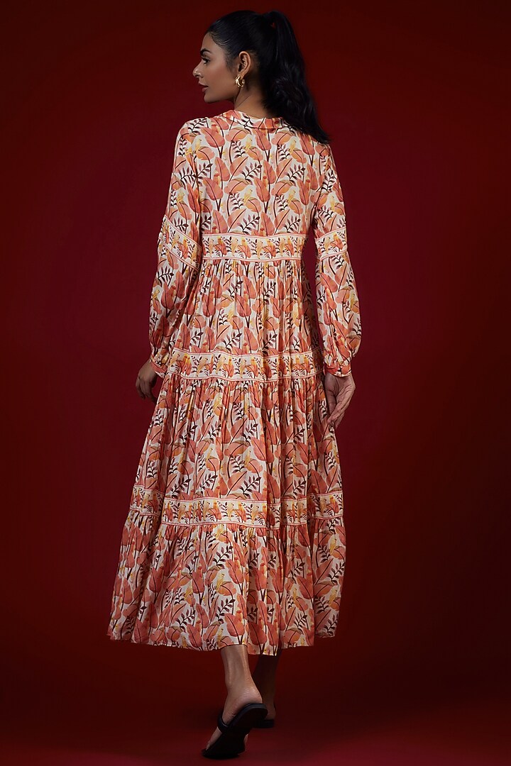 Multi-Colored Cotton Silk Tropical Printed Layered Maxi Summer Dress by LABEL KIARSH at Pernia's Pop Up Shop
