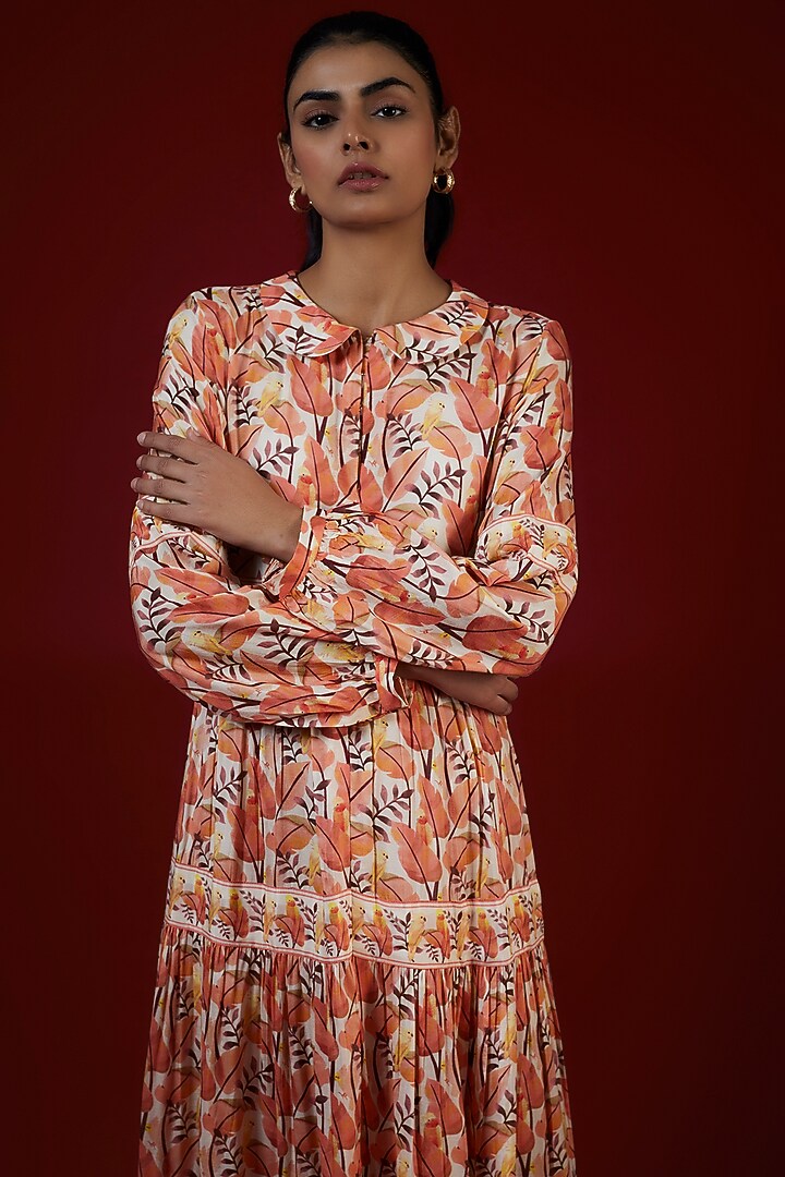 Multi-Colored Cotton Silk Tropical Printed Layered Maxi Summer Dress by LABEL KIARSH at Pernia's Pop Up Shop