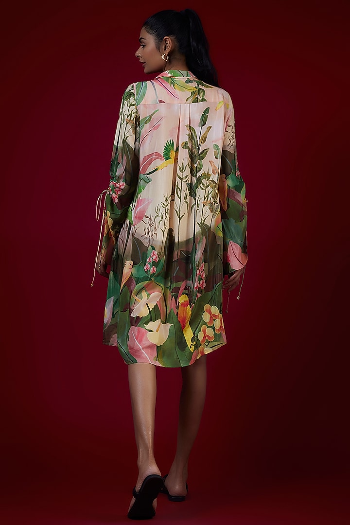 Multi-Colored Cotton Silk Tropical Printed Vacation Shirt Dress by LABEL KIARSH at Pernia's Pop Up Shop