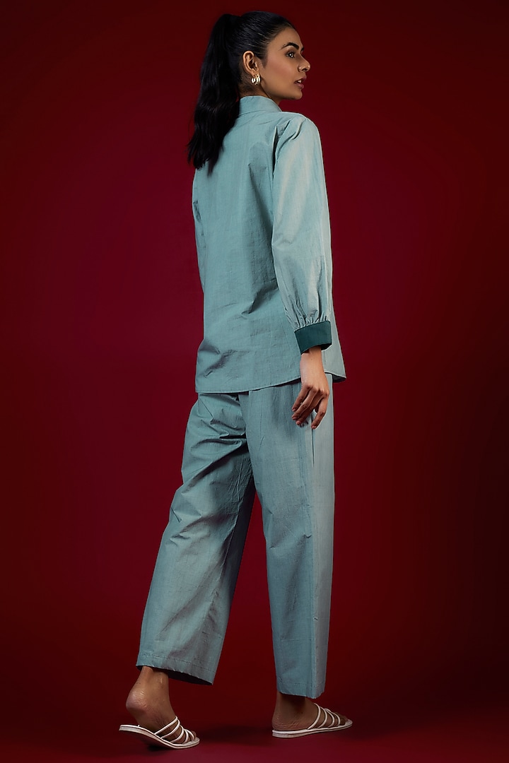 Cyan Blue Cotton Co-Ord Set by LABEL KIARSH at Pernia's Pop Up Shop