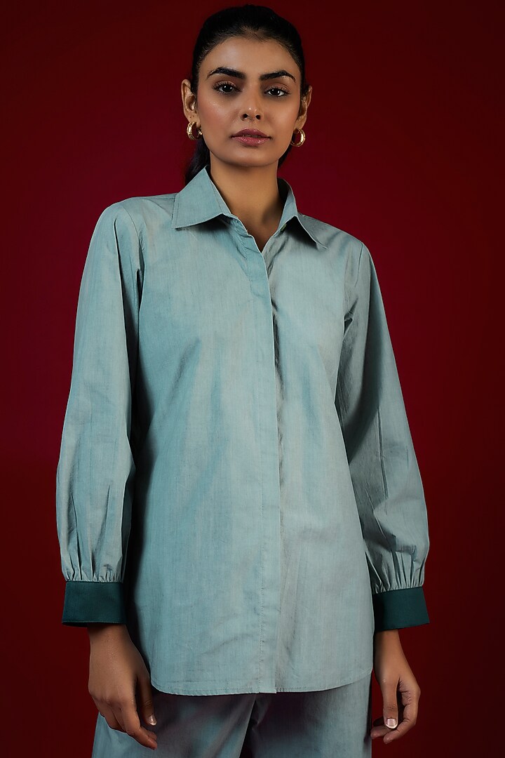 Cyan Blue Cotton Co-Ord Set by LABEL KIARSH at Pernia's Pop Up Shop