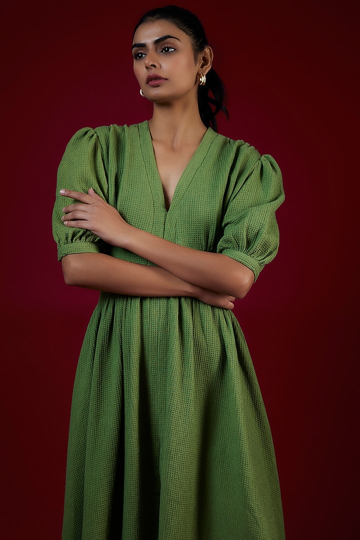 Shamrock Green Cotton Midi Summer Dress by LABEL KIARSH at Pernia's Pop Up Shop