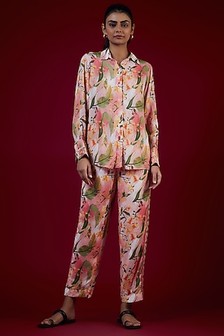 Multi-Colored Cotton Silk Co-Ord Set by LABEL KIARSH