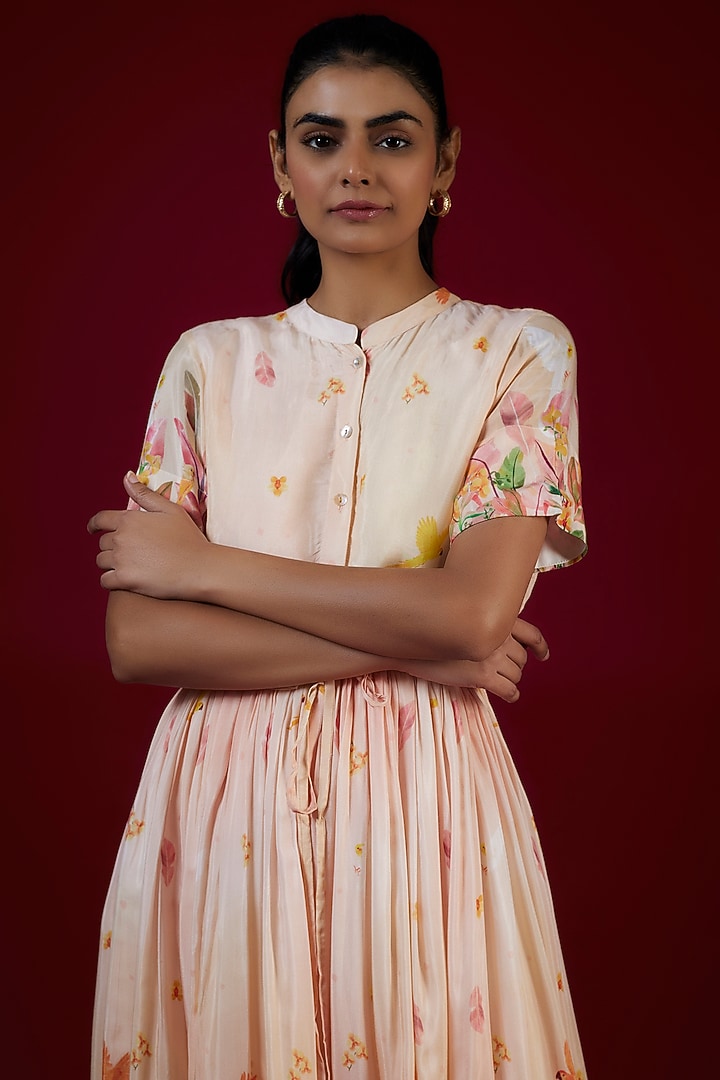 Multi-Colored Cotton Silk Tropical Printed Midi Summer Dress by LABEL KIARSH at Pernia's Pop Up Shop