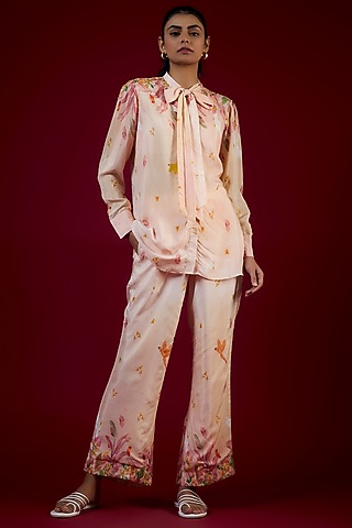 Multi-Colored Cotton Silk Tropical Printed Co-Ord Set by LABEL KIARSH