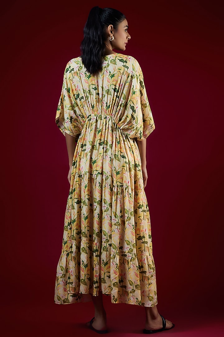 Multi-Colored Cotton Silk Floral Printed Tiered Summer Dress by LABEL KIARSH at Pernia's Pop Up Shop