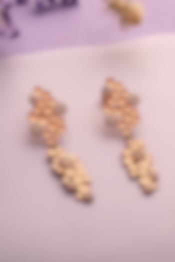 Rose Gold Finish Cubic Zirconia Dangler Earrings In Sterling Silver by HALKI FULKI at Pernia's Pop Up Shop