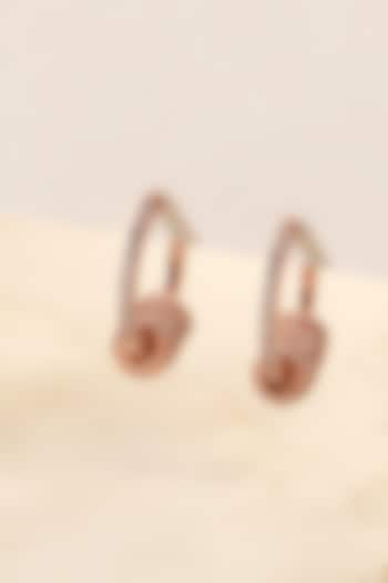 Rose Gold Finish Cubic Zirconia Hoop Earrings In Sterling Silver by HALKI FULKI at Pernia's Pop Up Shop