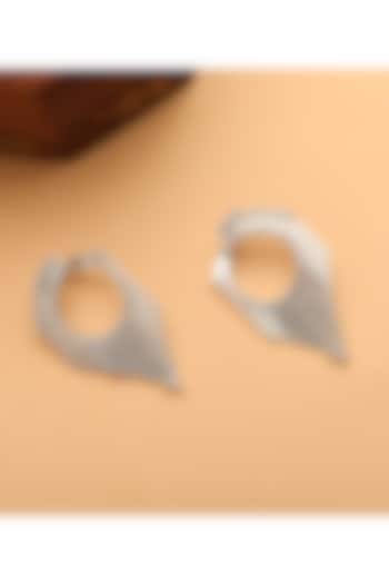 White Finish Cubic Zirconia Dangler Earrings In Sterling Silver by HALKI FULKI