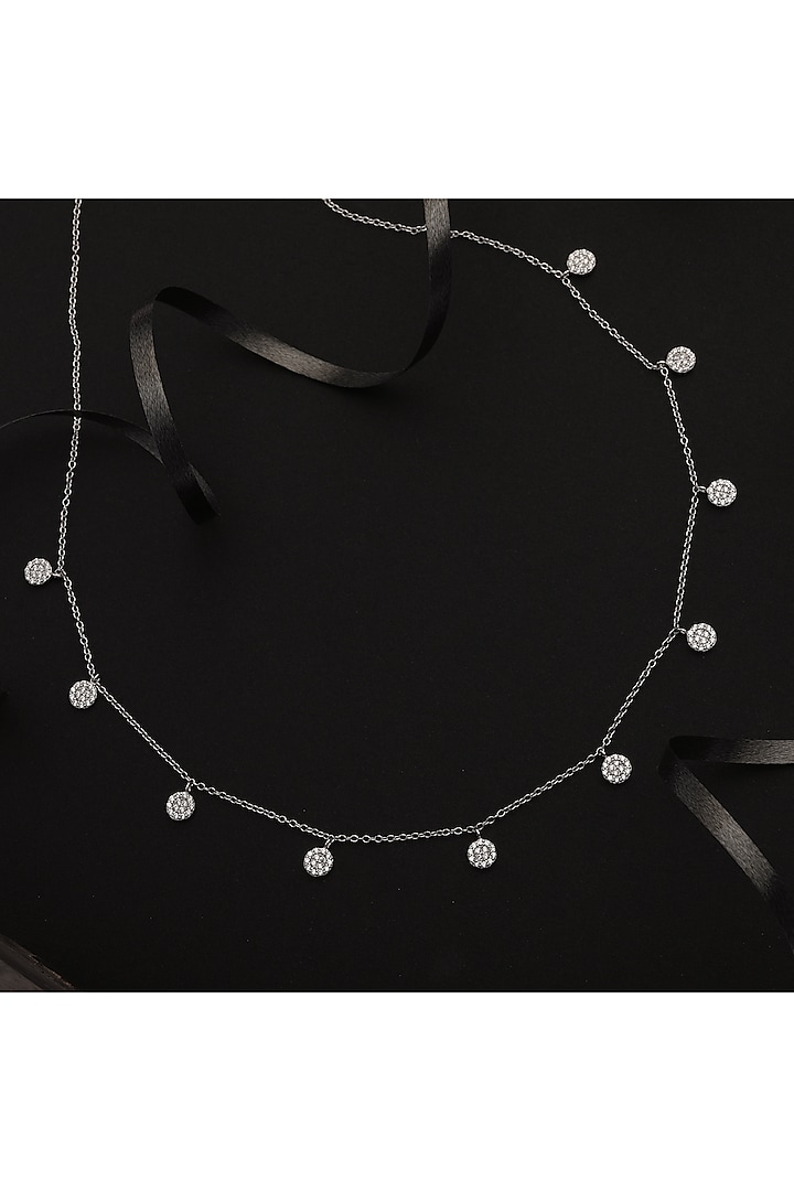 White Finish Cubic Zirconia Necklace In Sterling Silver by HALKI FULKI