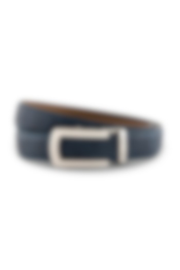 Elton Blue Leather Belt With Pearl Buckle by HALDEN at Pernia's Pop Up Shop